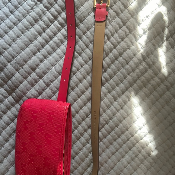 Michael Kors Womens Belt Bag Fanny Pack MK Signature dark pink Sz-Large/xl - Picture 7 of 13